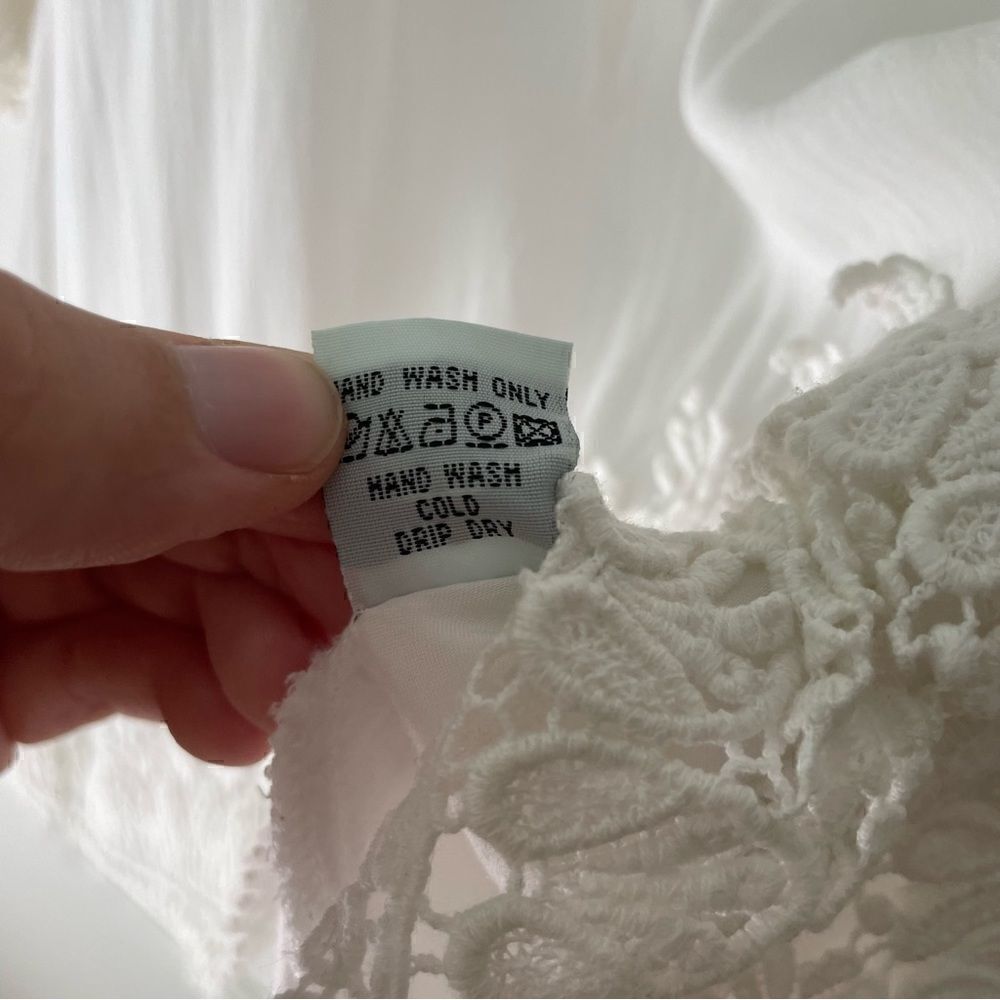 Nostalgia Boho White Crochet Detail Swim Coverup/ Tunic Size S - Picture 10 of 15